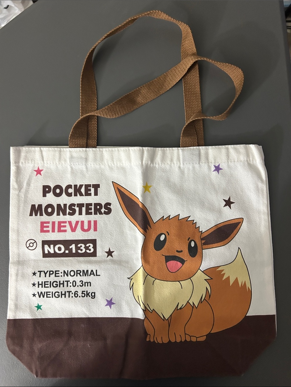 Pocket Monsters Eevee Canvas Tote Bag - White and Brown
